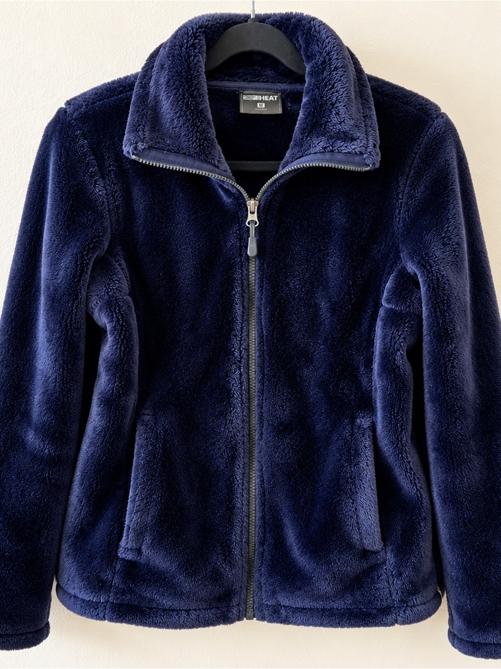 32 Degrees Heat Navy Blue Plush Faux Fur Teddy Jacket Women’s M